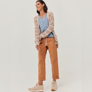 PACT Woven Twill Roll Up Pant S Small Camel NWOT